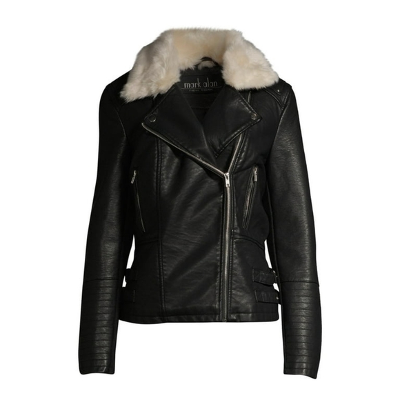 Mark Alan Women’s Faux Leather Moto Jacket with Faux Fur Collar - Picture 8 of 8